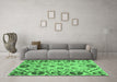 Machine Washable Abstract Emerald Green Modern Area Rugs in a Living Room,, wshabs3800emgrn