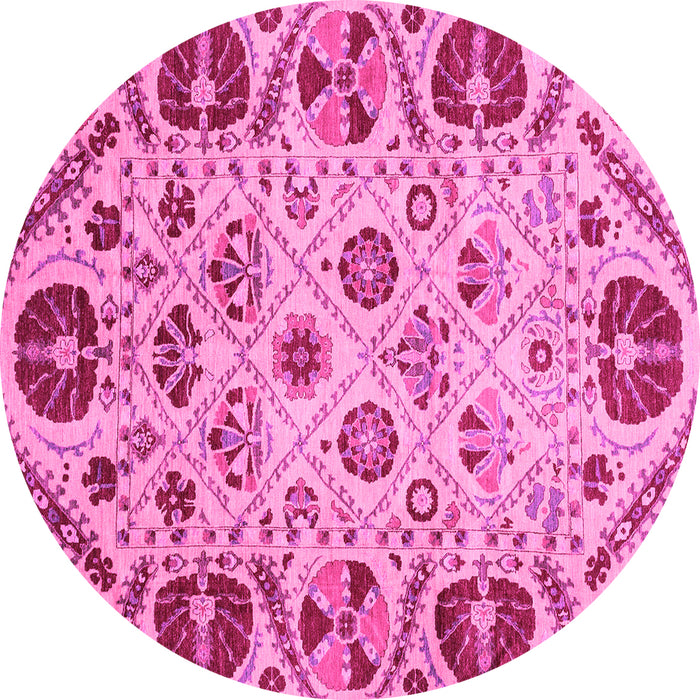 Round Machine Washable Abstract Pink Modern Rug, wshabs3800pnk