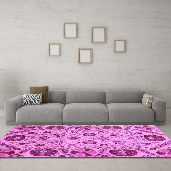 Machine Washable Abstract Purple Modern Area Rugs in a Living Room, wshabs3800pur