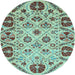 Round Abstract Light Blue Modern Rug, abs3800lblu