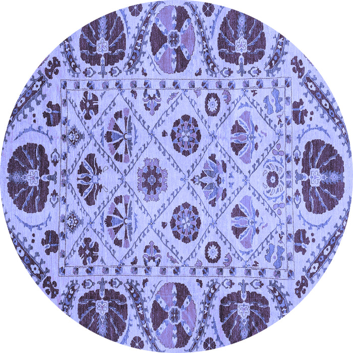 Round Abstract Blue Modern Rug, abs3800blu