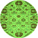 Round Machine Washable Abstract Green Modern Area Rugs, wshabs3800grn