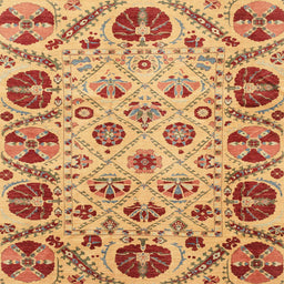 Square Machine Washable Abstract Orange Rug, wshabs3800