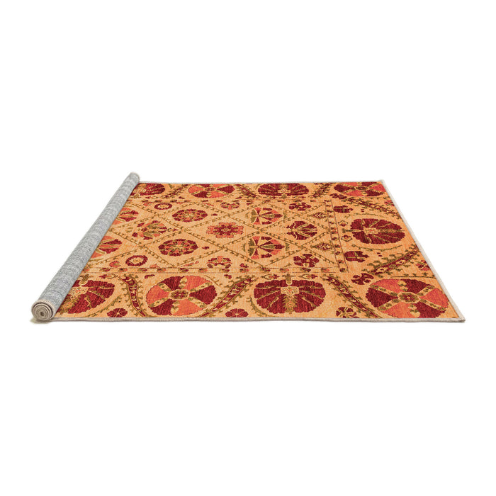 Sideview of Machine Washable Abstract Orange Modern Area Rugs, wshabs3800org
