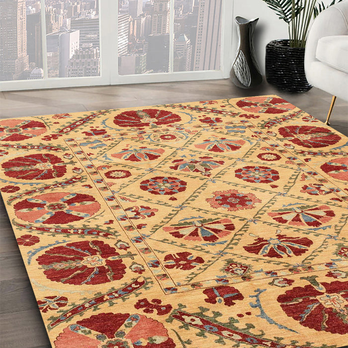 Abstract Orange Modern Rug in Family Room, abs3800