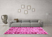 Machine Washable Abstract Pink Modern Rug, wshabs3800pnk