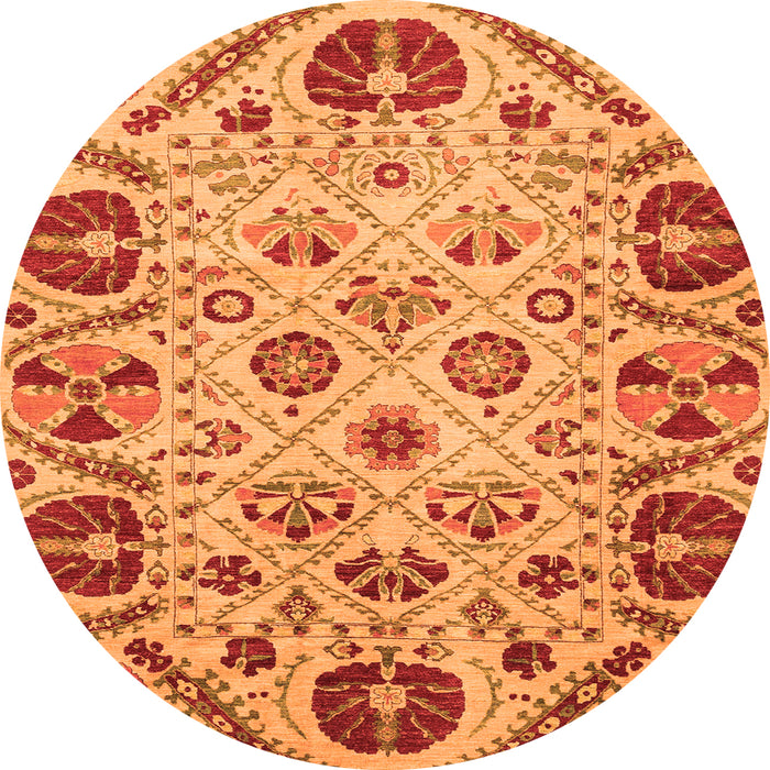 Round Abstract Orange Modern Rug, abs3800org