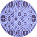 Round Machine Washable Abstract Blue Modern Rug, wshabs3800blu