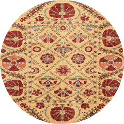 Round Abstract Orange Modern Rug, abs3800