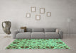 Machine Washable Abstract Turquoise Modern Area Rugs in a Living Room,, wshabs3800turq