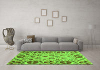 Machine Washable Abstract Green Modern Rug, wshabs3800grn