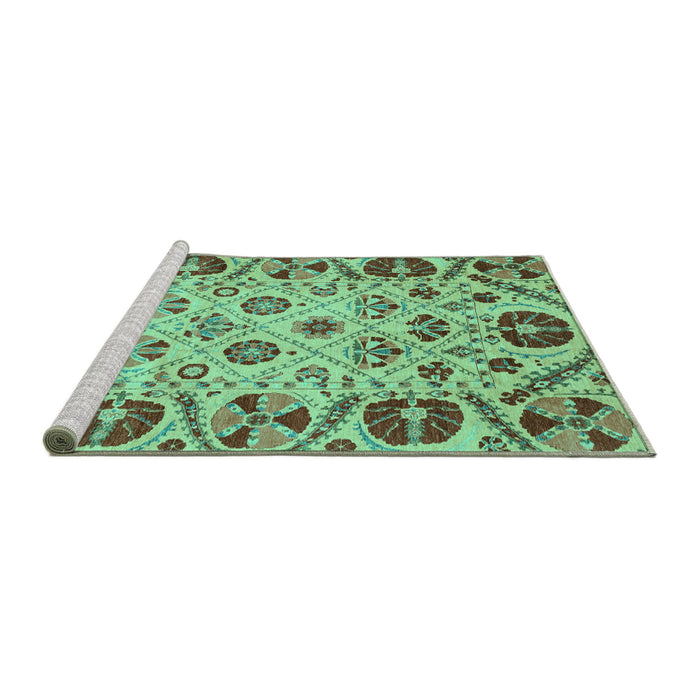 Sideview of Machine Washable Abstract Turquoise Modern Area Rugs, wshabs3800turq
