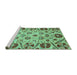 Sideview of Machine Washable Abstract Turquoise Modern Area Rugs, wshabs3800turq