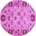 Round Machine Washable Abstract Purple Modern Area Rugs, wshabs3800pur