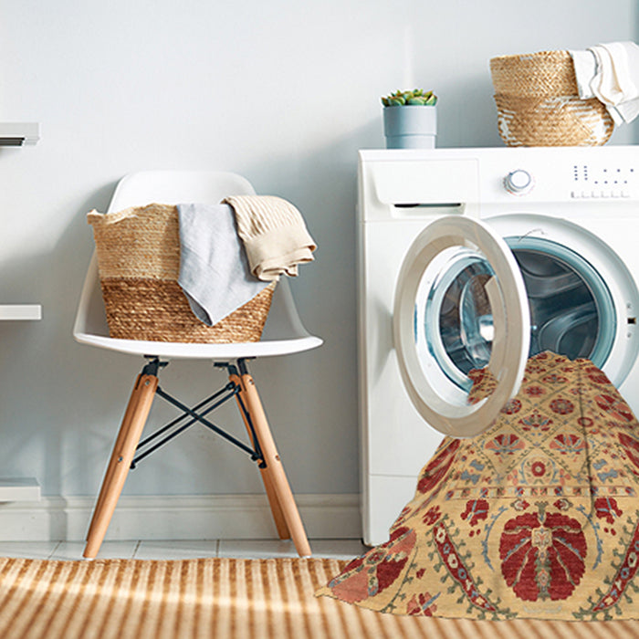 Machine Washable Abstract Orange Rug in a Washing Machine, wshabs3800