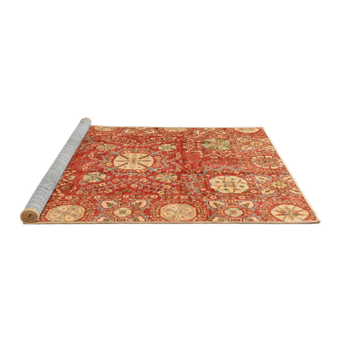 Sideview of Machine Washable Abstract Orange Rug, wshabs3801
