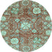 Round Machine Washable Abstract Light Blue Modern Rug, wshabs3801lblu