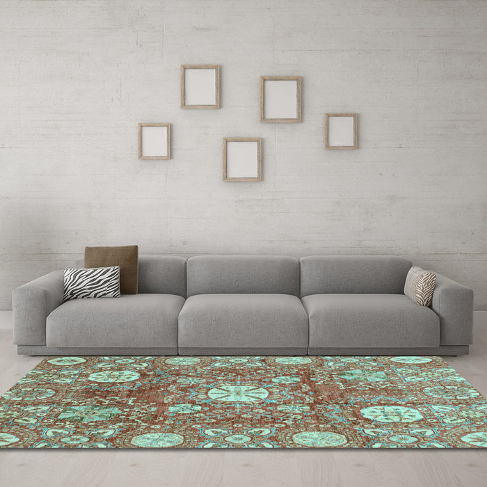 Machine Washable Abstract Light Blue Modern Rug in a Living Room, wshabs3801lblu
