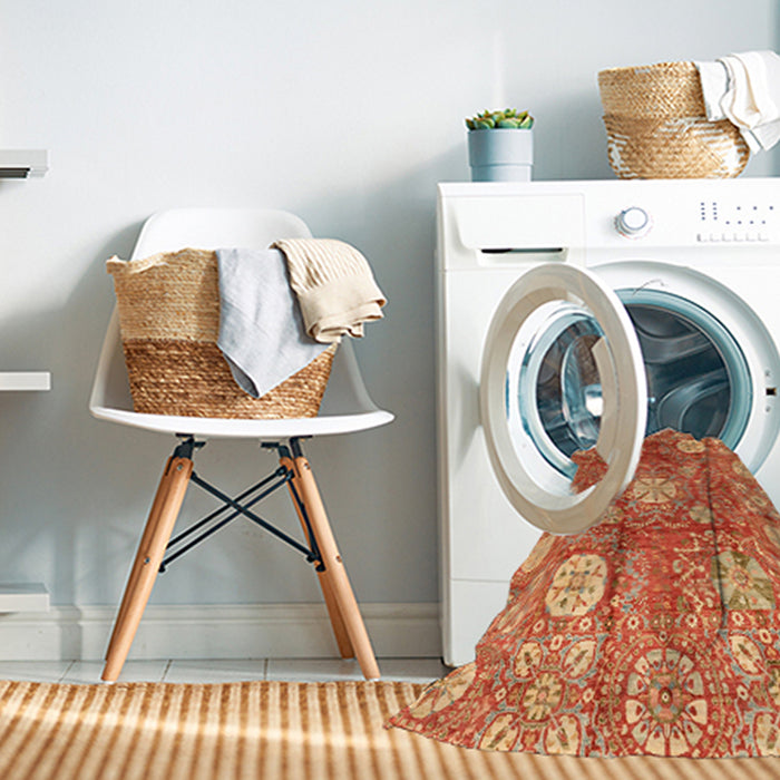 Machine Washable Abstract Orange Rug in a Washing Machine, wshabs3801