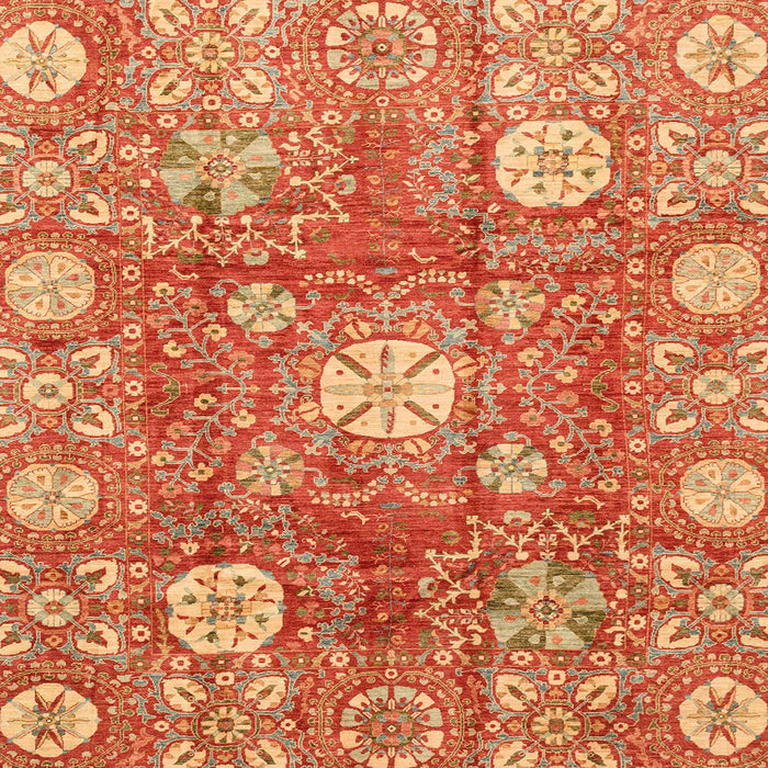 Square Machine Washable Abstract Orange Rug, wshabs3801