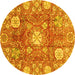 Round Machine Washable Abstract Yellow Modern Rug, wshabs3801yw