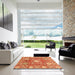 Square Abstract Orange Modern Rug in a Living Room, abs3801