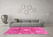 Machine Washable Abstract Pink Modern Rug in a Living Room, wshabs3801pnk