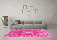 Machine Washable Abstract Pink Modern Rug, wshabs3801pnk