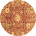 Round Abstract Brown Modern Rug, abs3801brn