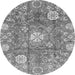 Round Machine Washable Abstract Gray Modern Rug, wshabs3801gry