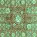 Square Machine Washable Abstract Turquoise Modern Area Rugs, wshabs3801turq