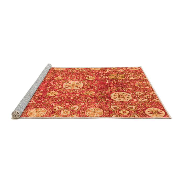 Sideview of Machine Washable Abstract Orange Modern Area Rugs, wshabs3801org