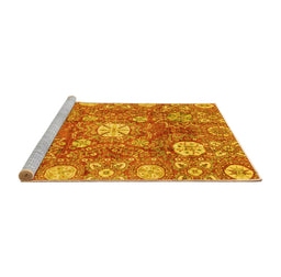 Sideview of Machine Washable Abstract Yellow Modern Rug, wshabs3801yw