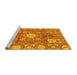 Sideview of Machine Washable Abstract Yellow Modern Rug, wshabs3801yw