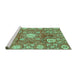 Sideview of Machine Washable Abstract Turquoise Modern Area Rugs, wshabs3801turq