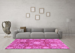 Machine Washable Abstract Purple Modern Area Rugs in a Living Room, wshabs3801pur