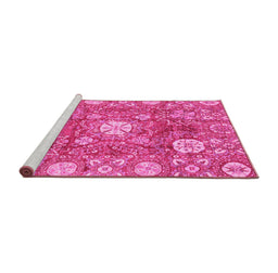 Sideview of Machine Washable Abstract Pink Modern Rug, wshabs3801pnk