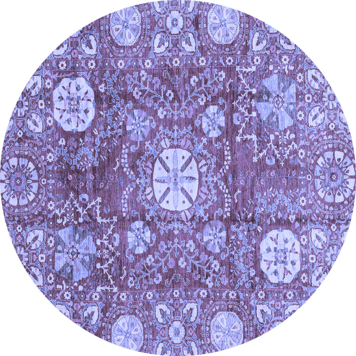 Round Machine Washable Abstract Blue Modern Rug, wshabs3801blu