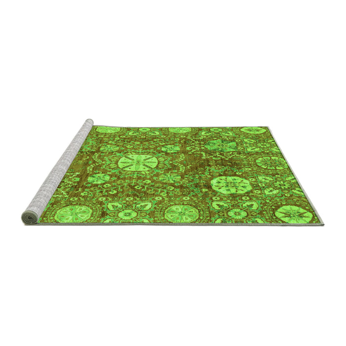 Sideview of Machine Washable Abstract Green Modern Area Rugs, wshabs3801grn