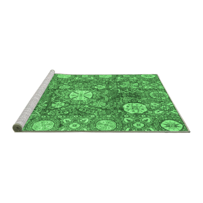 Sideview of Machine Washable Abstract Emerald Green Modern Area Rugs, wshabs3801emgrn