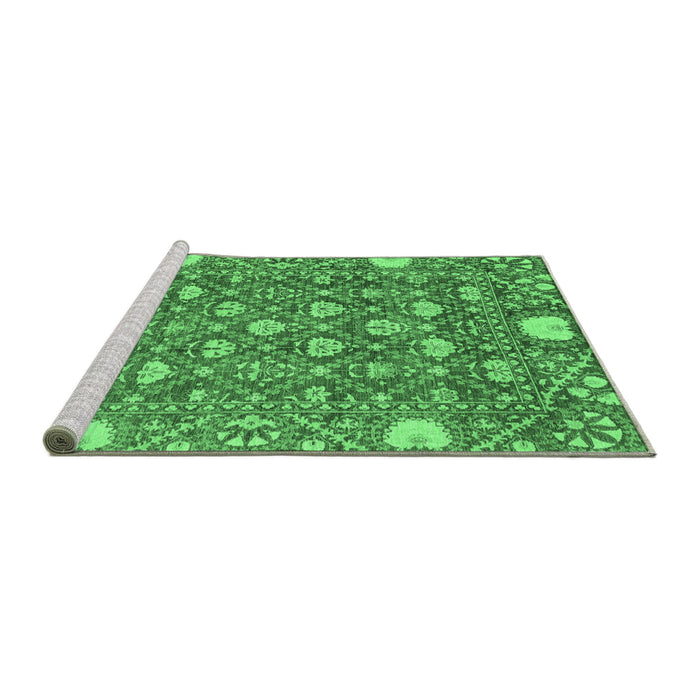 Sideview of Machine Washable Abstract Emerald Green Modern Area Rugs, wshabs3802emgrn