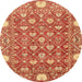 Round Abstract Brown Sand Brown Modern Rug, abs3802