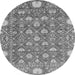 Round Machine Washable Abstract Gray Modern Rug, wshabs3802gry