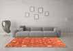 Machine Washable Abstract Orange Modern Area Rugs in a Living Room, wshabs3802org