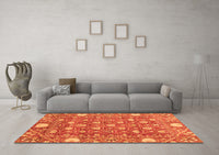 Machine Washable Abstract Orange Modern Rug, wshabs3802org