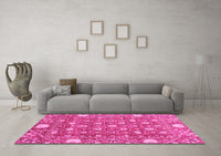 Machine Washable Abstract Pink Modern Rug, wshabs3802pnk