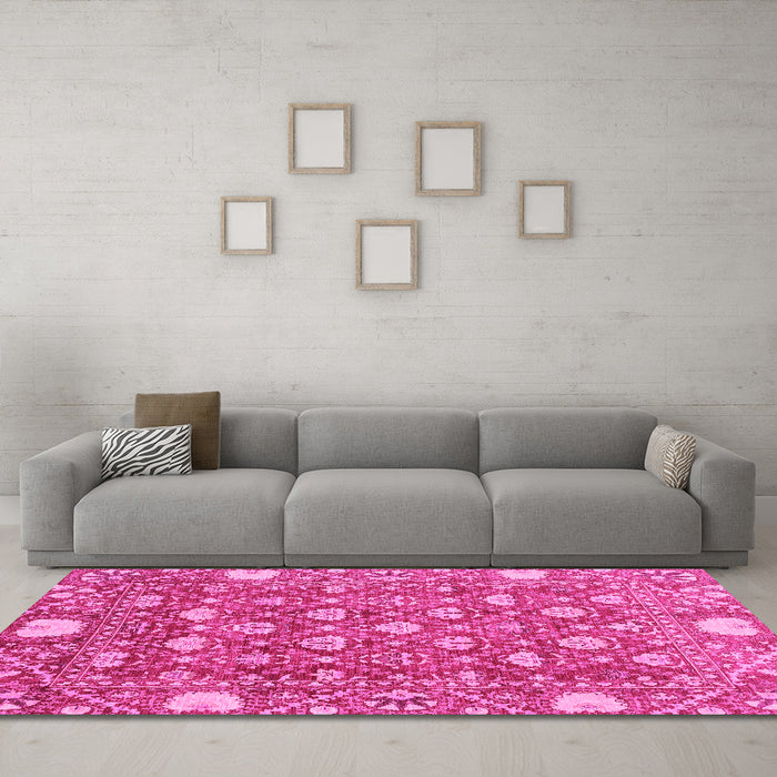 Machine Washable Abstract Pink Modern Rug in a Living Room, wshabs3802pnk