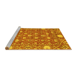 Sideview of Machine Washable Abstract Yellow Modern Rug, wshabs3802yw
