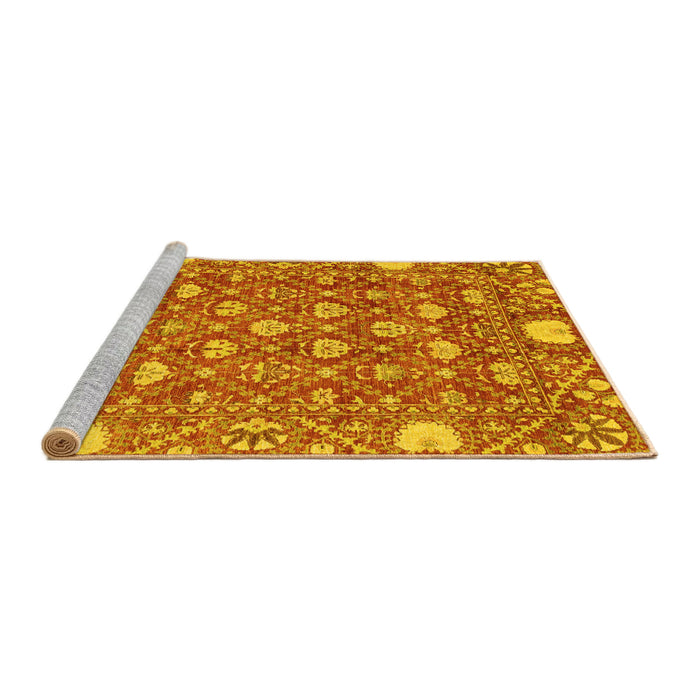 Sideview of Machine Washable Abstract Yellow Modern Rug, wshabs3802yw