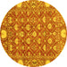 Round Machine Washable Abstract Yellow Modern Rug, wshabs3802yw